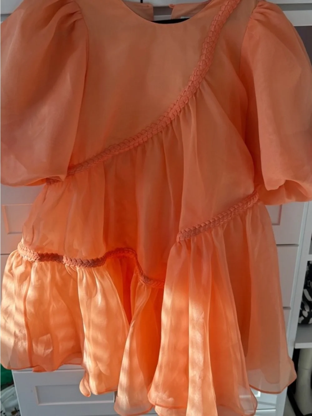 Aje Bright Orange Puff-Sleeve Kids Costume Dress